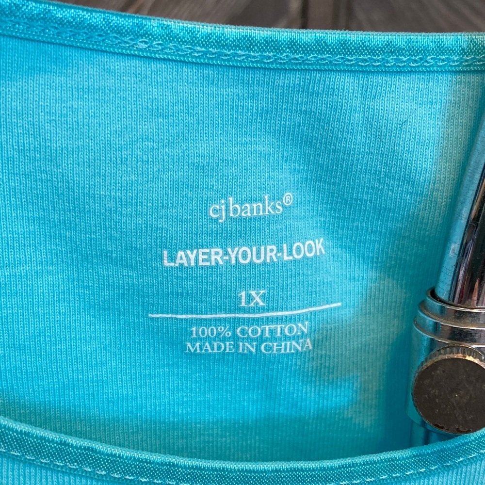 CJ Banks women’s Turquoise Sleeveless Tank Top - Picture 2 of 5